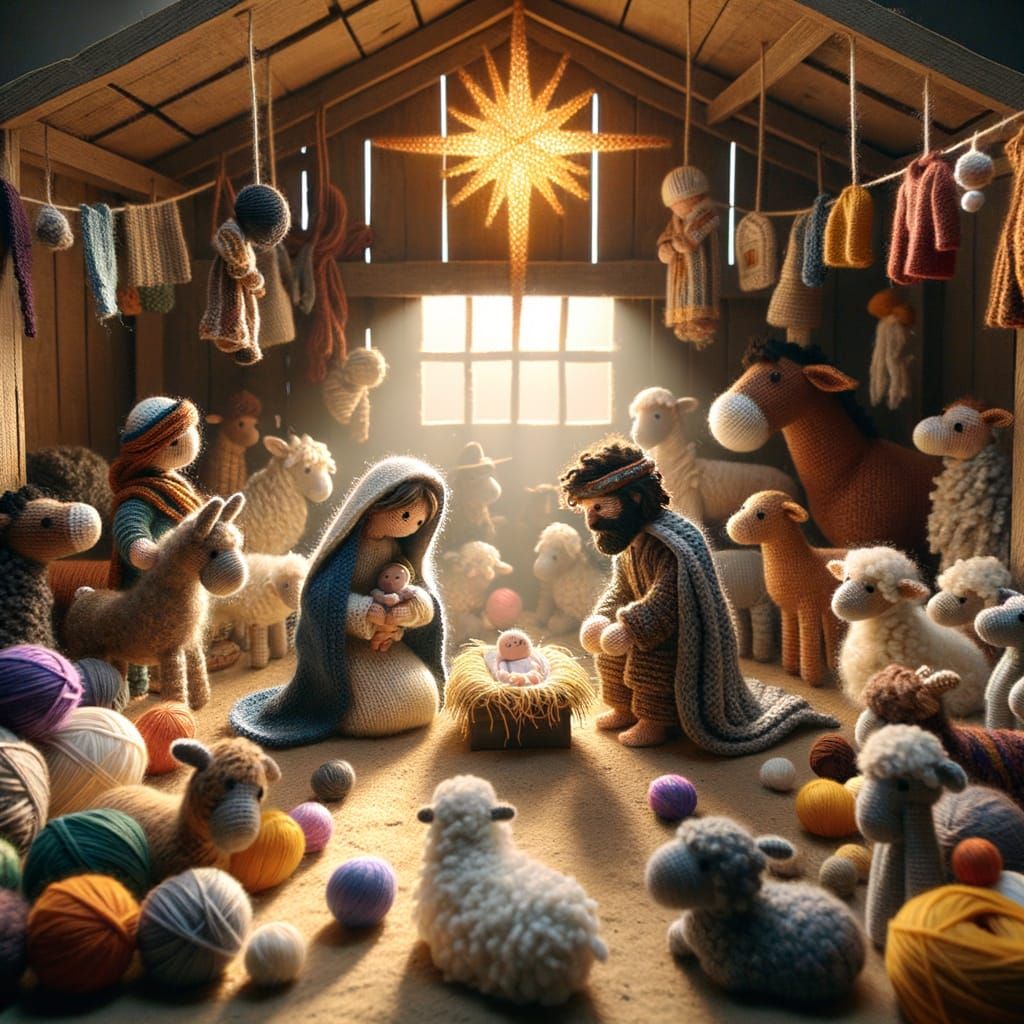 Textile Nativity Scene in Stop-Motion Animation Style