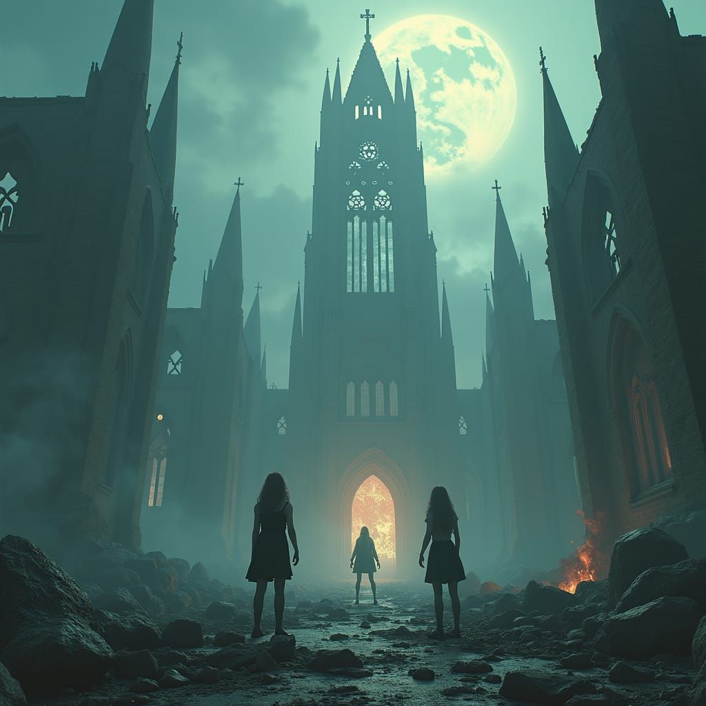 Gothic Apocalypse Battle in Dark Fantasy Style