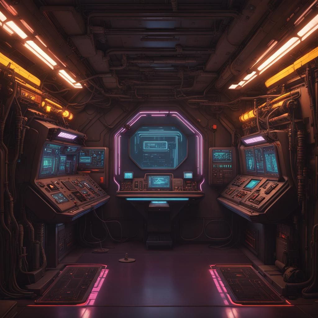 Space Station 13: Cyberpunk Spaceship Interior