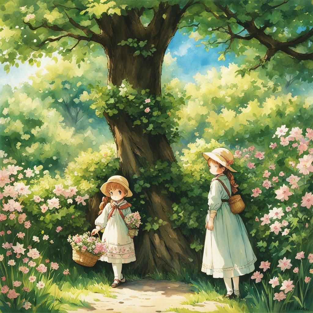 Anime-Inspired Spring Flower Gathering, Tasha Tudor Style