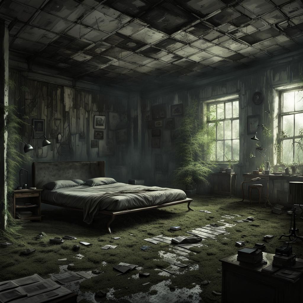 Eerie Overgrown Room Inspired by Tarkovsky's Stalker
