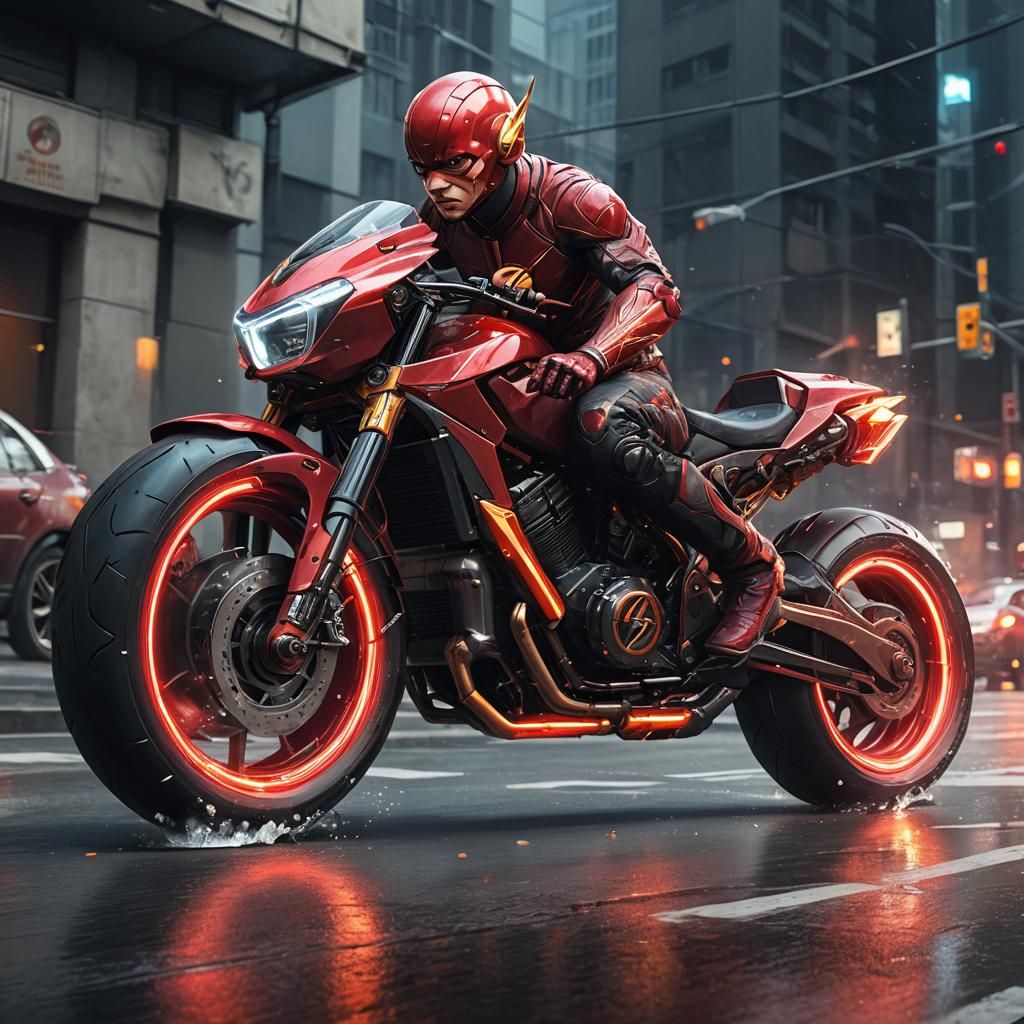 The Flash Motorcycle Concept Art in Vivid Colors