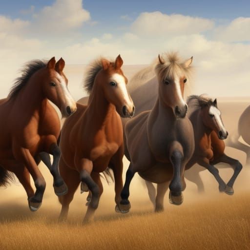 Hyper-Realistic Dreamscapes: Fast-Paced Horses in Mongolian...