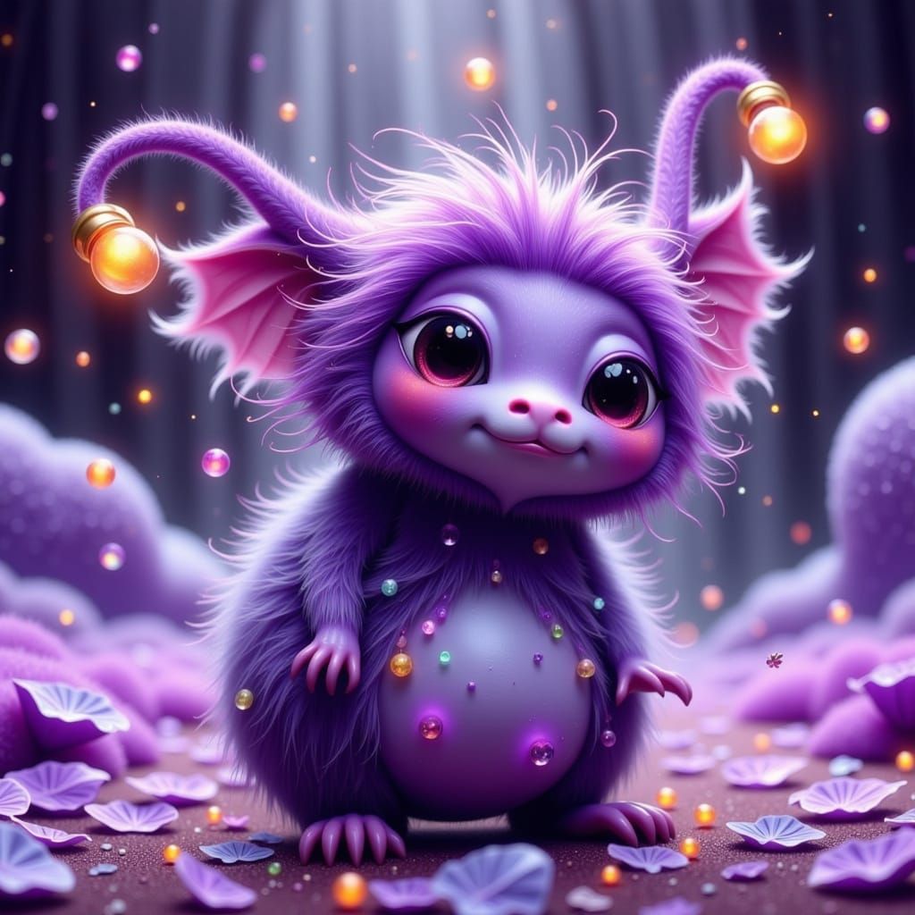 Surreal Fae Creature in Whimsical Dreamlike Environment