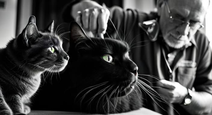 Detailed Photo of Black Cat Getting Pet