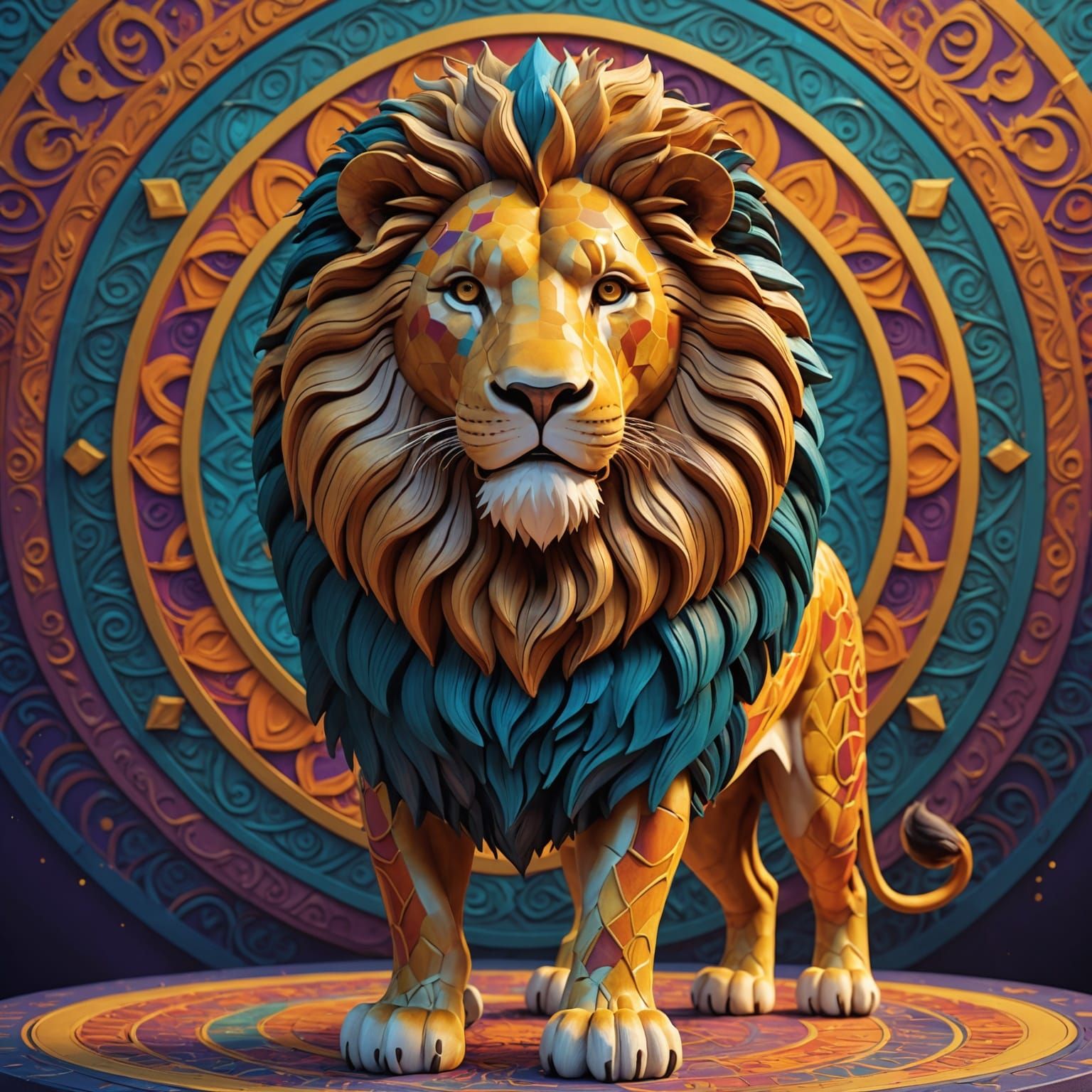 Regal Leo Zodiac Lion in Bright 3D Art