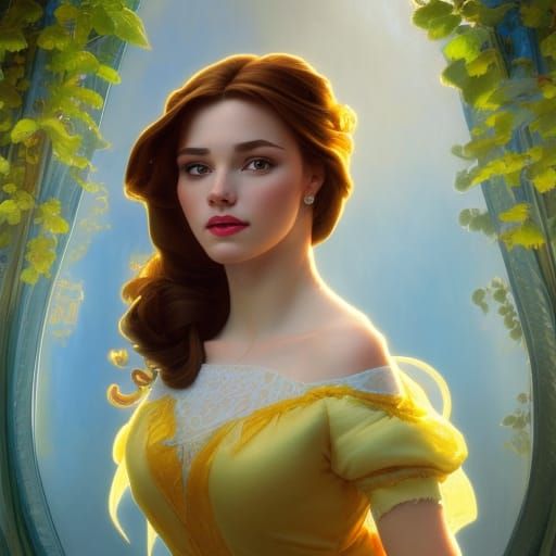 Princess Belle Portrait in Art Nouveau Style