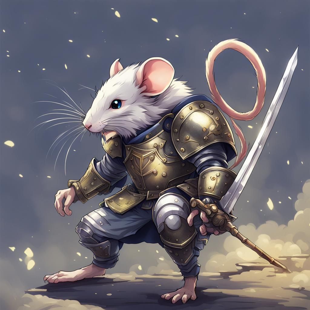 Rat Knight in Anime Style Armor