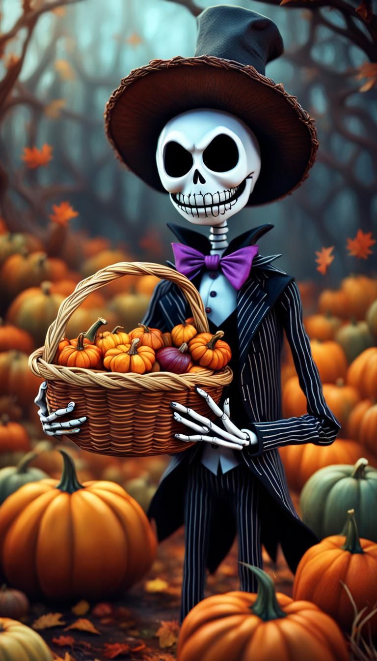 Jack Skellington Celebrates Fall in Dark Fantasy Style