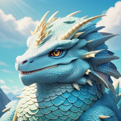 Majestic Dragon Portrait in a Pastel Fantasy World