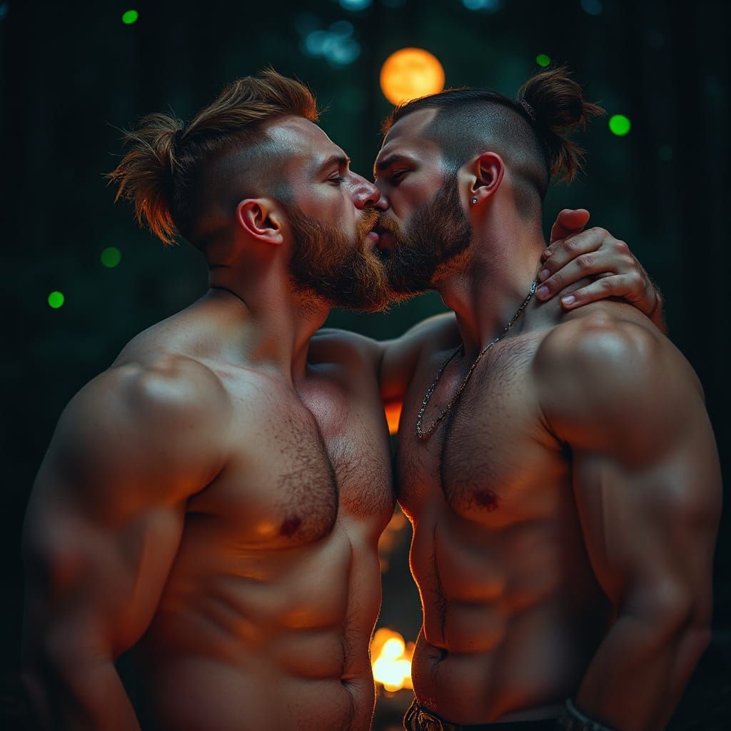 Viking Lovers Under a Starry Sky