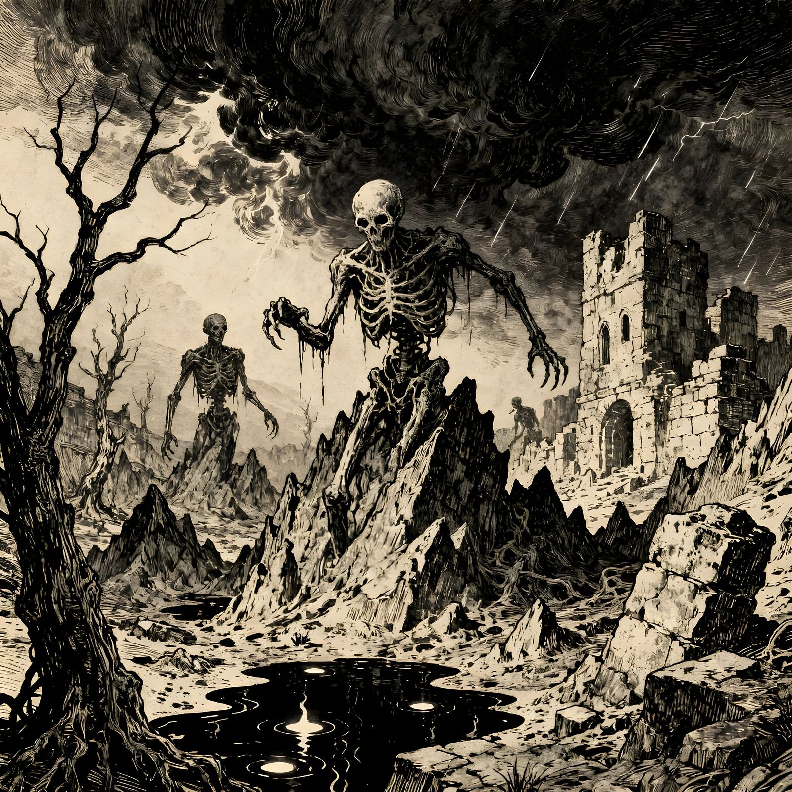 Abstract Horror Grotesques in Gustave Doré Style