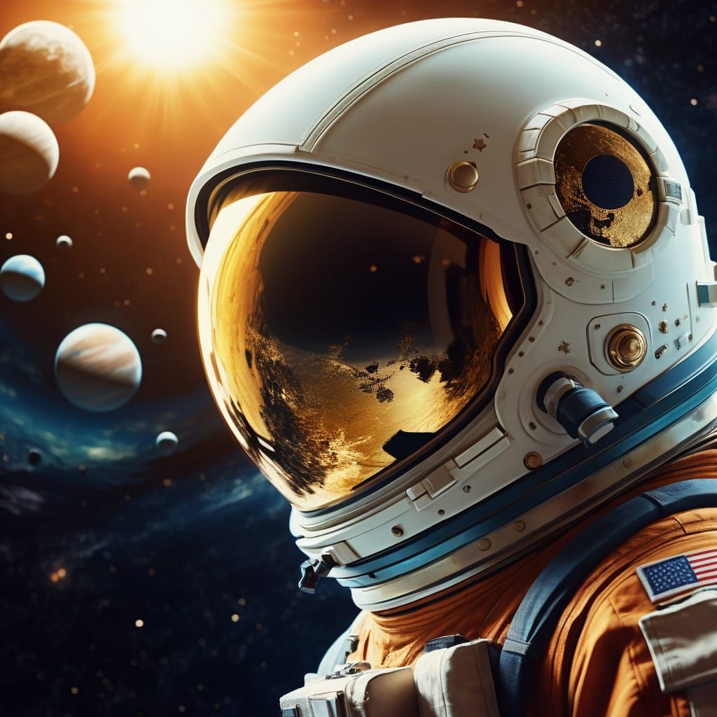 Astronaut Contemplates Earth: A Digital Painting