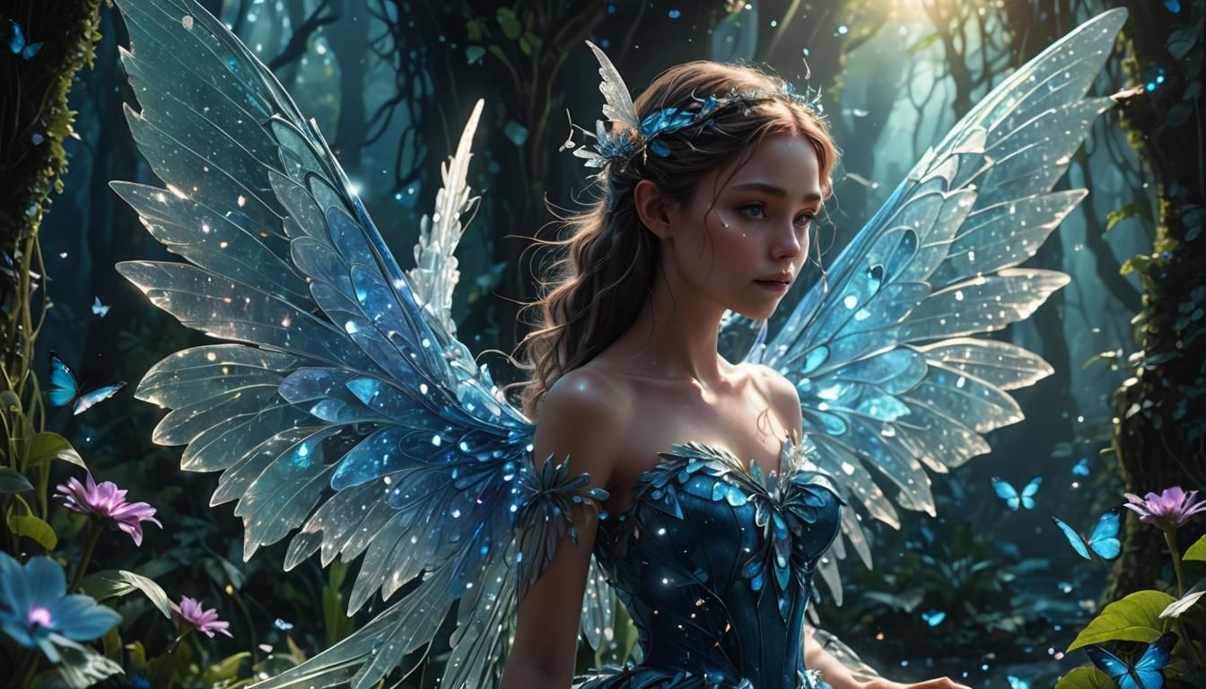Fairy with Crystalline Wings in a Glyceratic World
