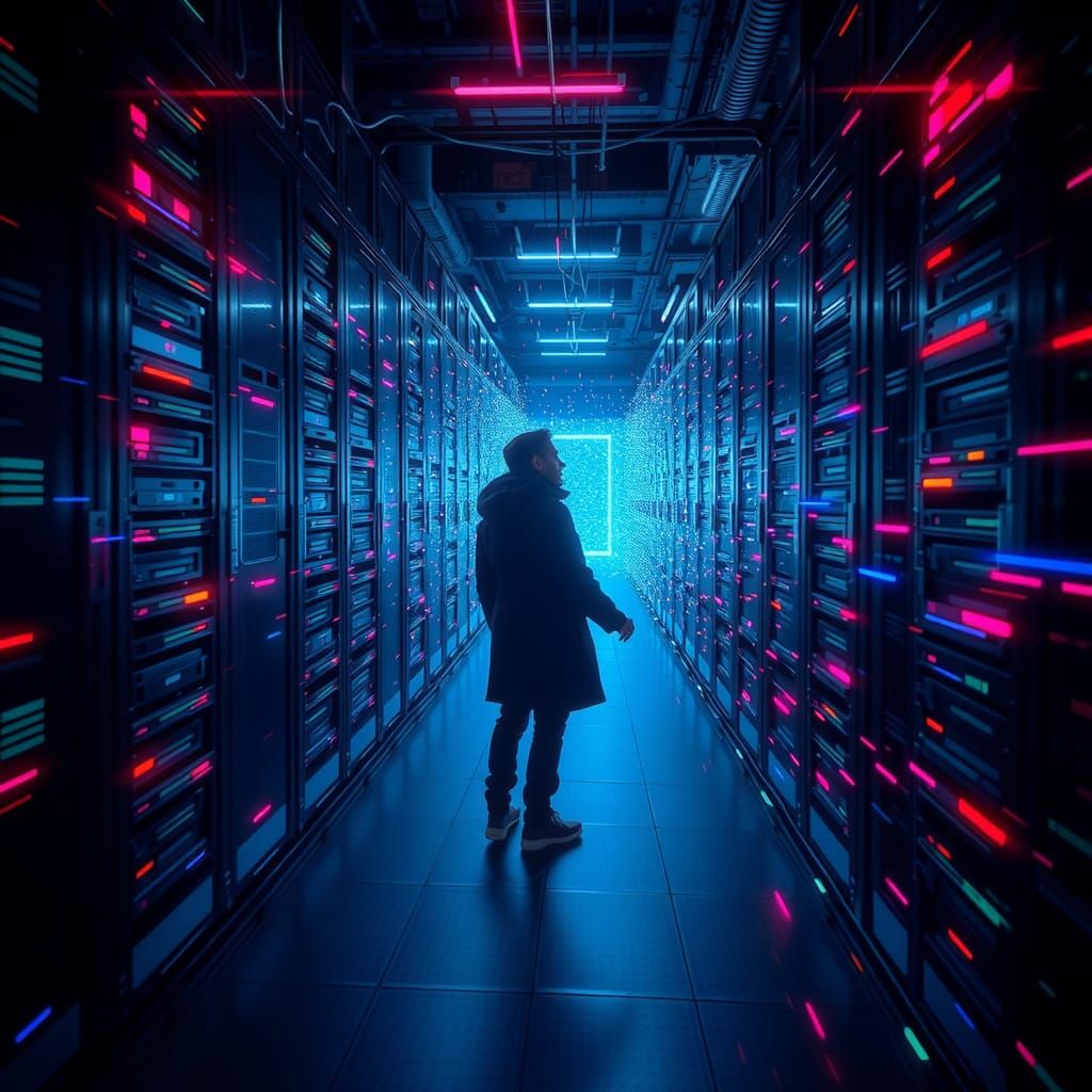 Cybernetic Love Confession in Glitch Art Style