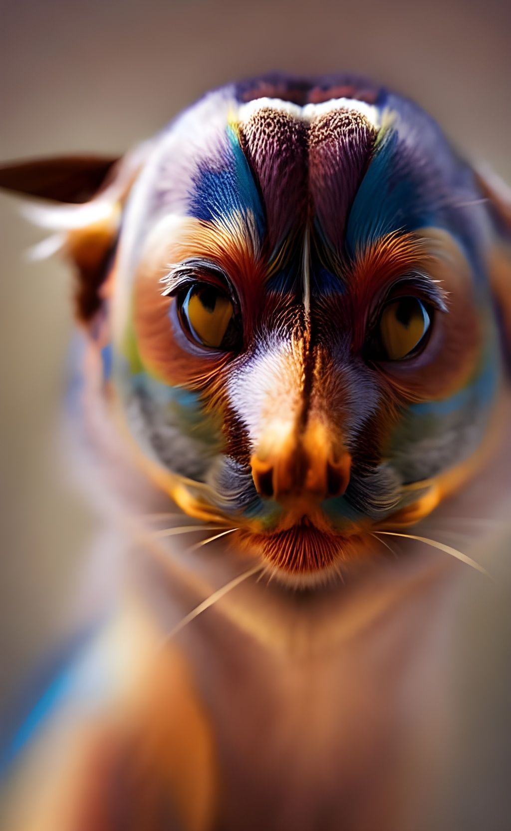 Abstract Painting Blending Gold and Vermillion Colors