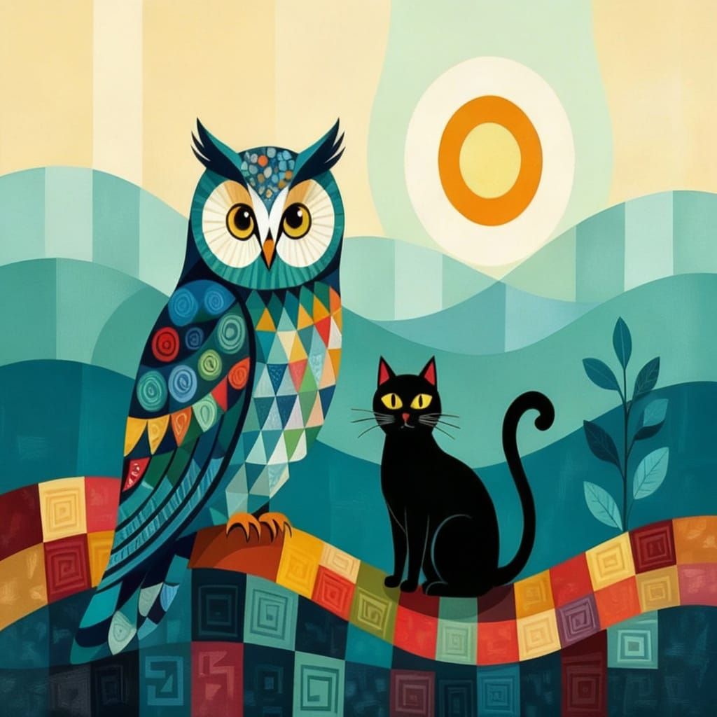 Majestic Owl Perched on Ancient Tree Branch