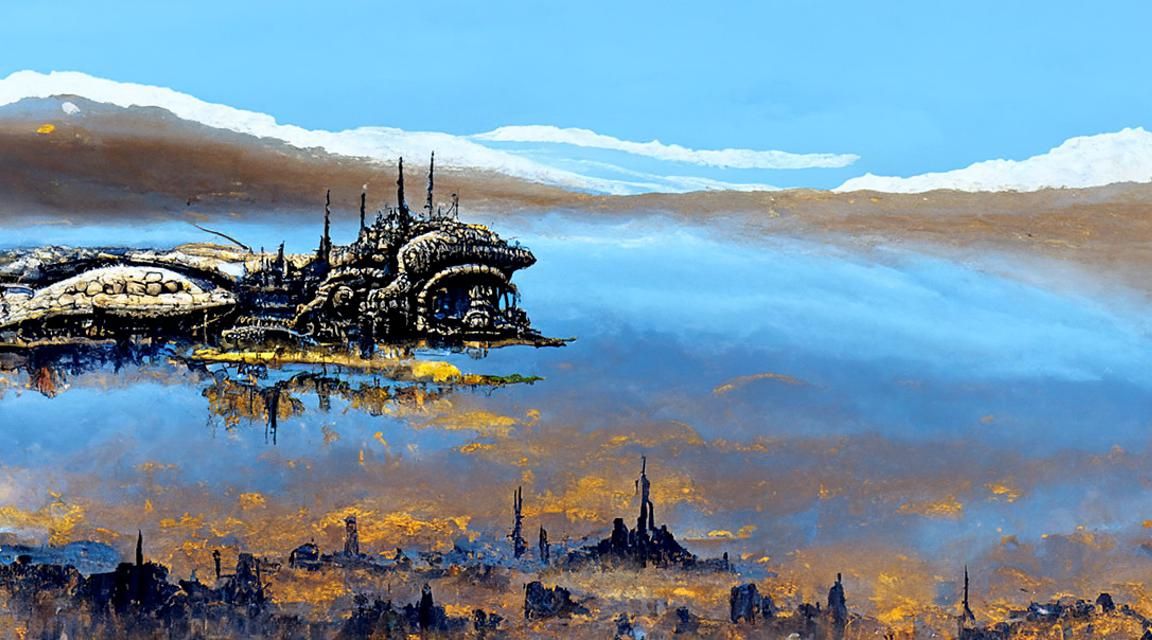 Alien City Needlepoint in Embroidery Style