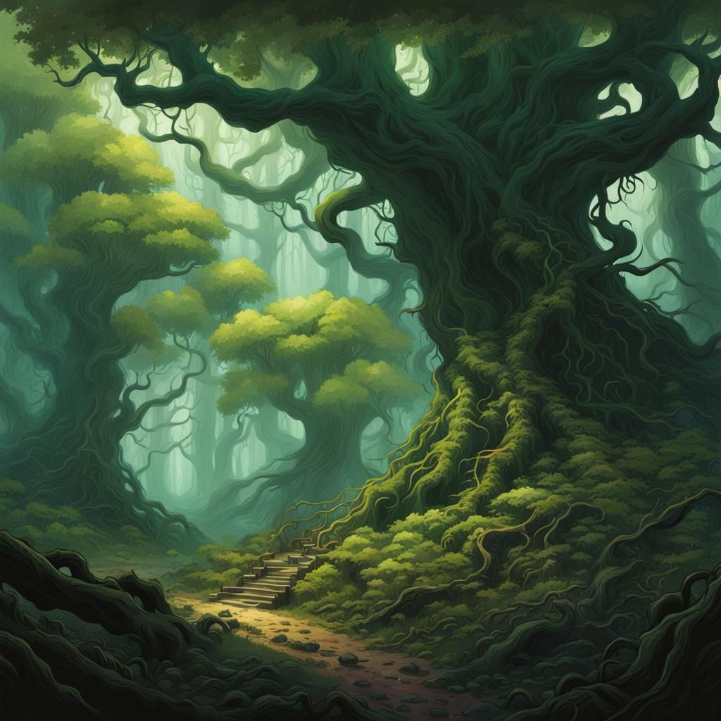 Eldritch Forest in Ethereal Fantasy Illustration