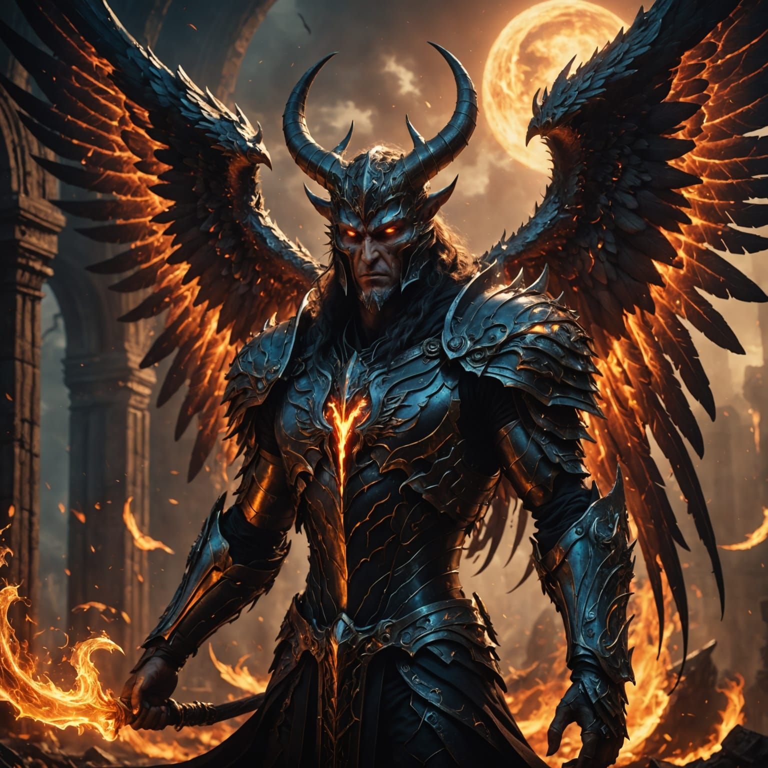 Celestial-Demonic Convergence: Wings of Divine Light and Inf...
