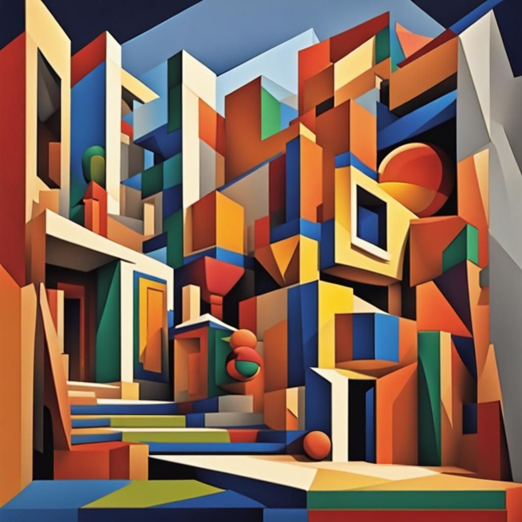Mexico in Geometric Cubist Art Deco Style