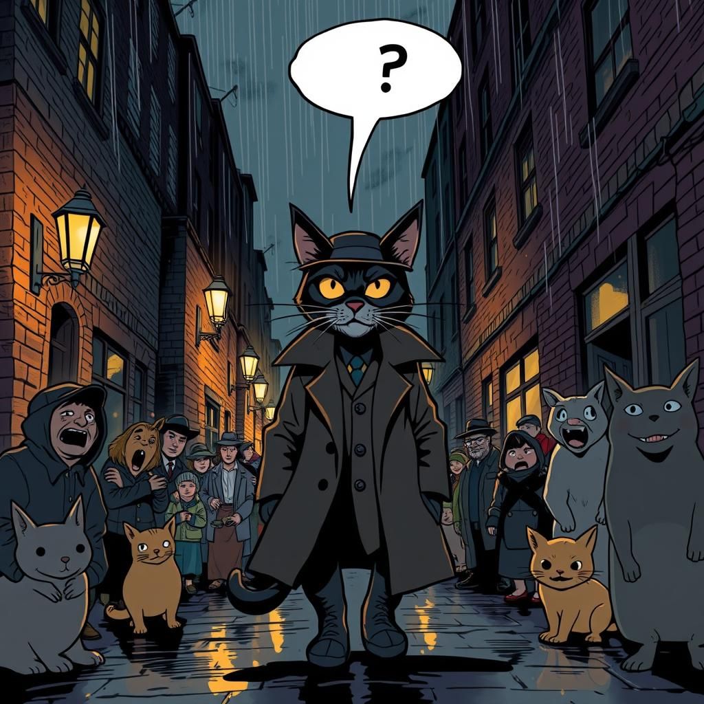 Blacksad in Film Noir Style Walks a Terrifying Street