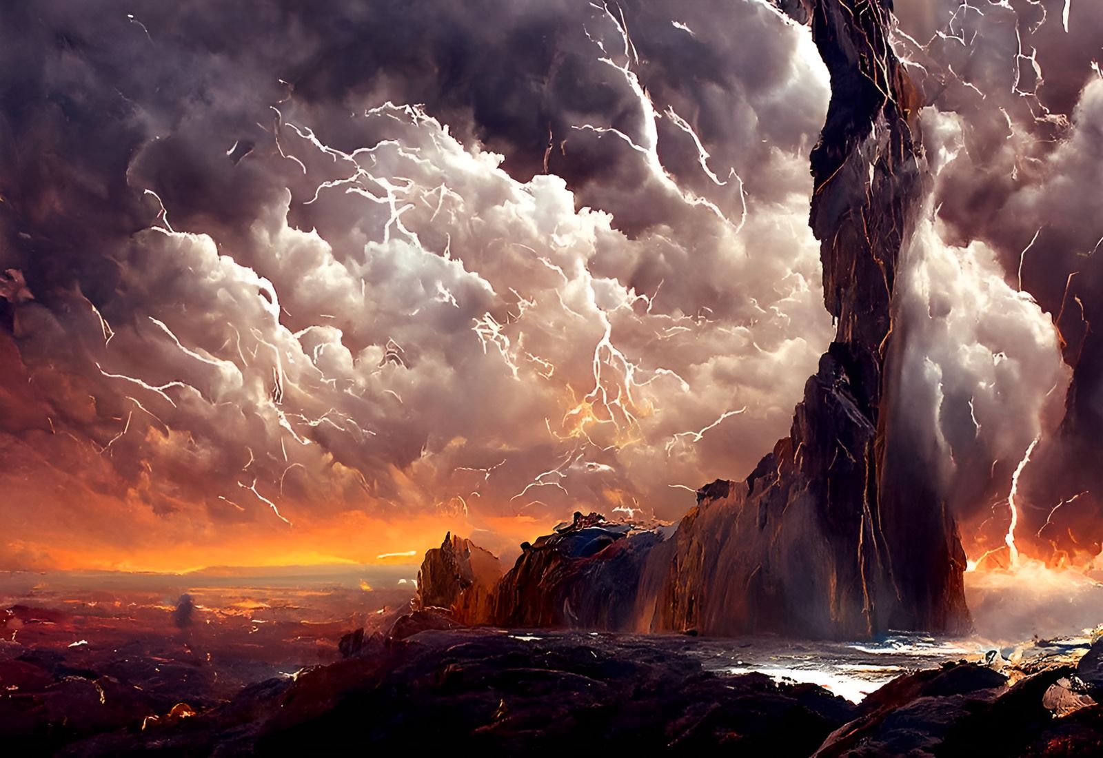 Epic Lightning Storm Over Canyon Landscape