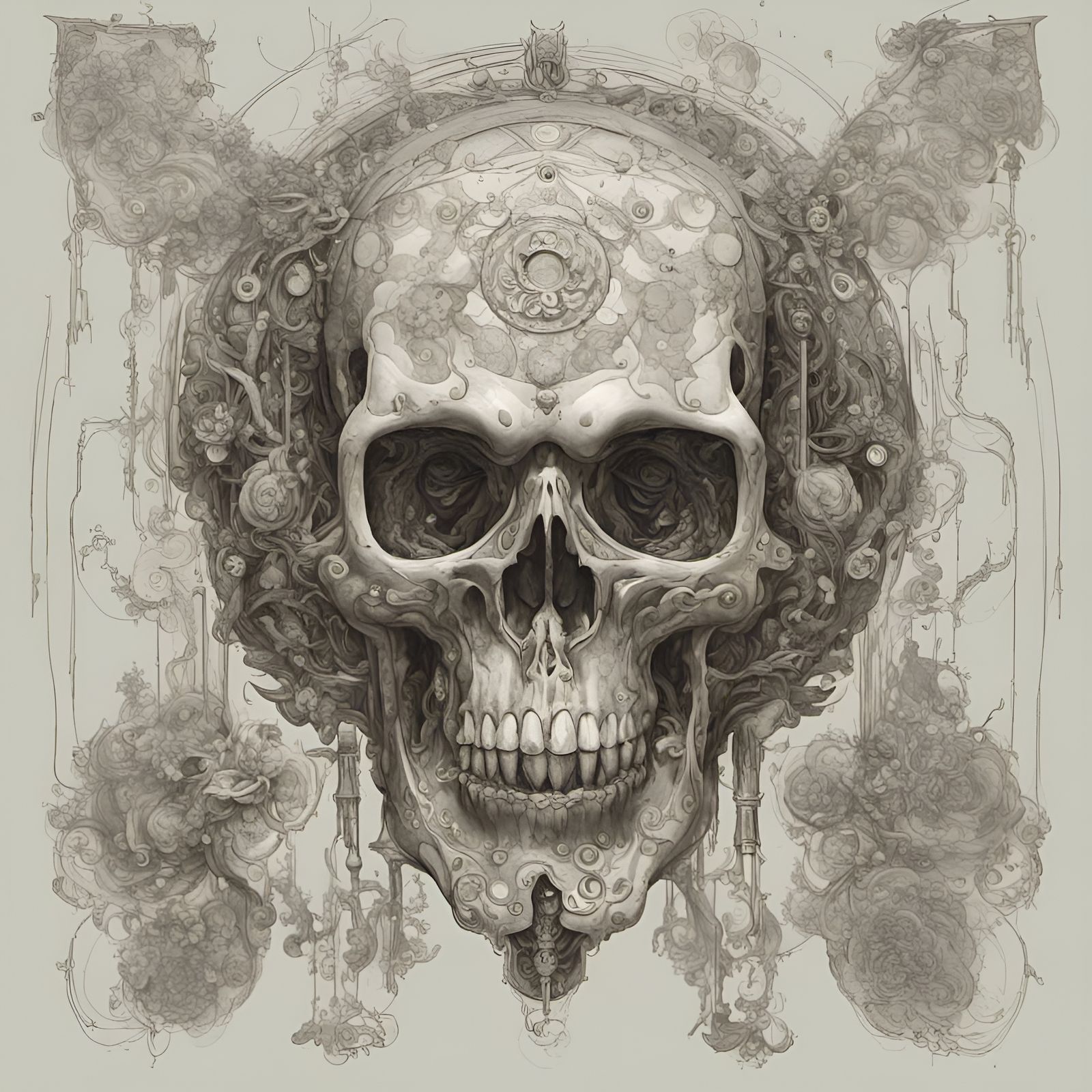 Portrait of AI Cyberspace Evil Skull 💀📱📧