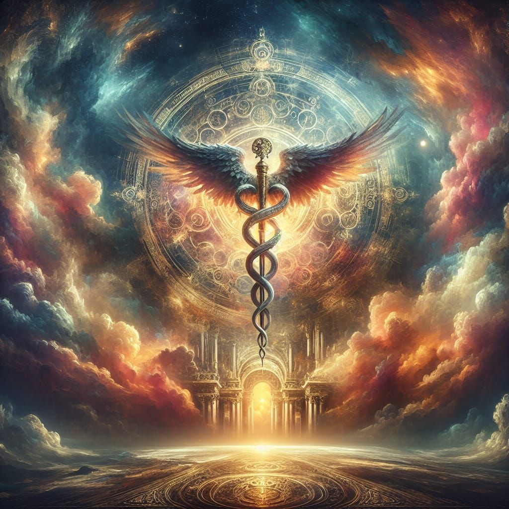 Epic Digital Matte Painting of Grand Caduceus in Majestic St...