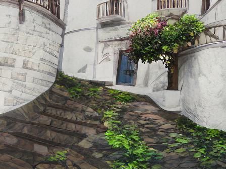 Art Nouveau Alleyway in Anime Style