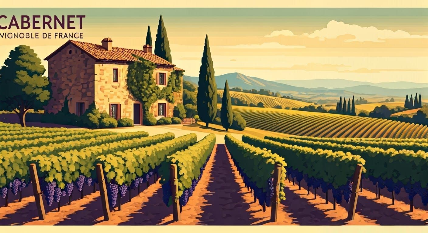 Vintage French Vineyard at Golden Hour