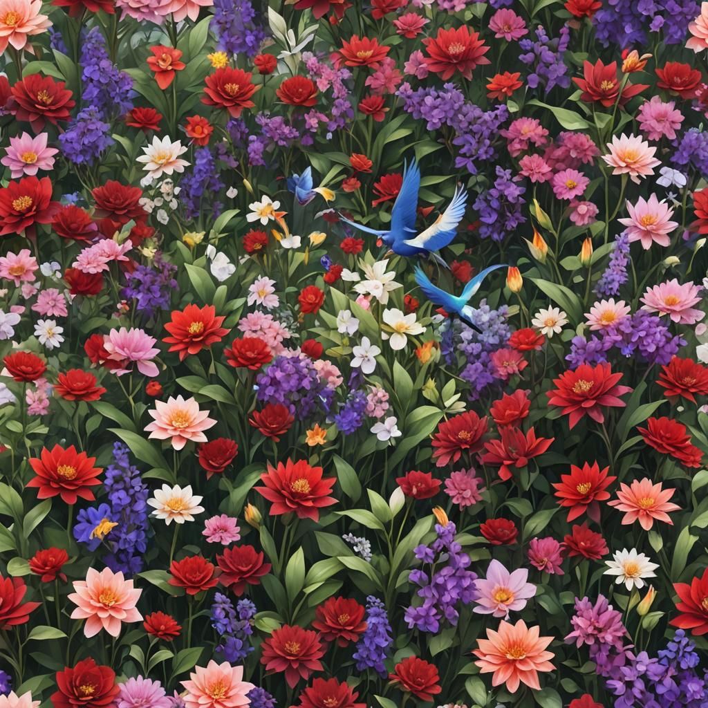 Lush AI Flower Garden in Anime Style