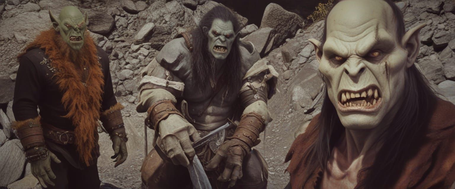 Three Orcs in Stygian Hyperrealistic Fantasy Comic Art