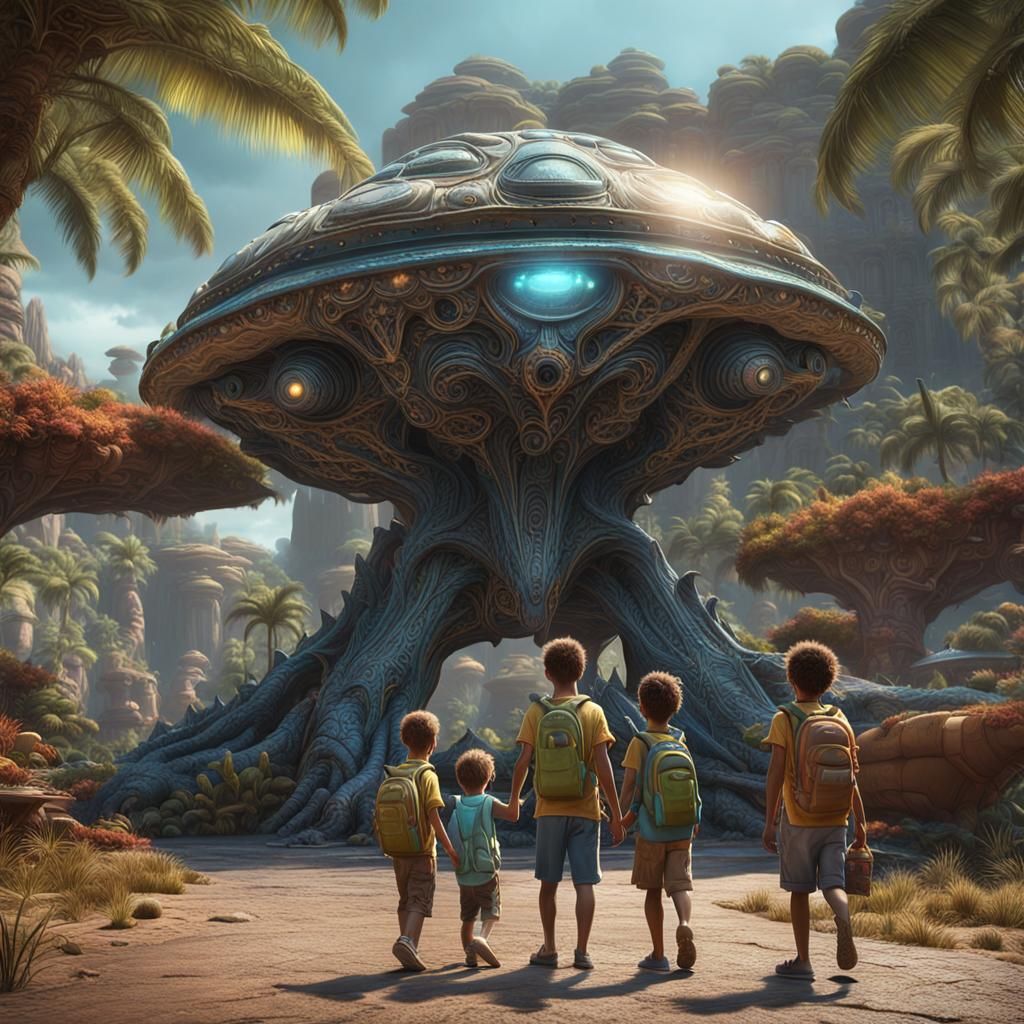 Alien Family Vacation in Hyperrealistic 3D