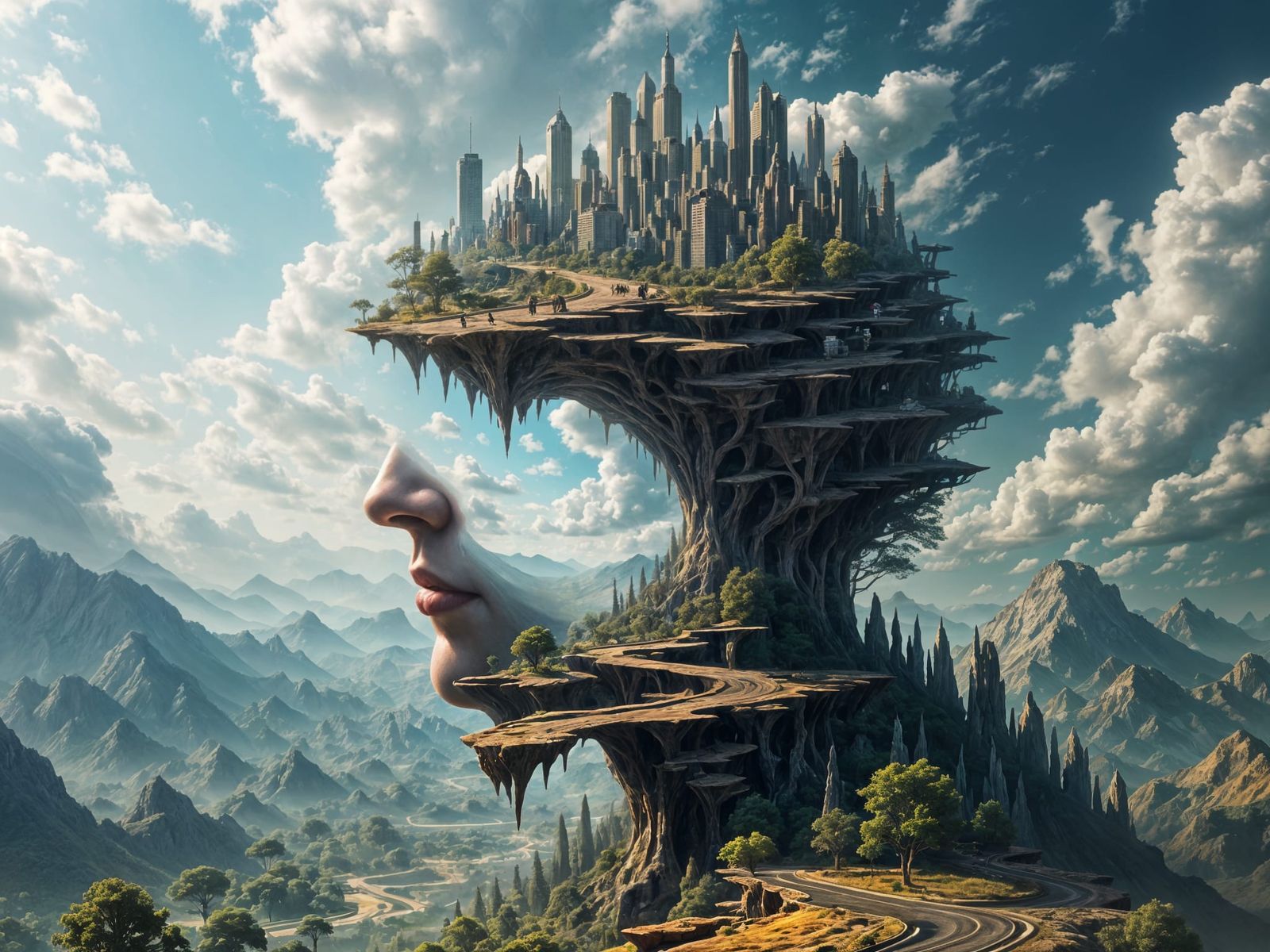 Surreal Digital World Portrait with Infinity Depth