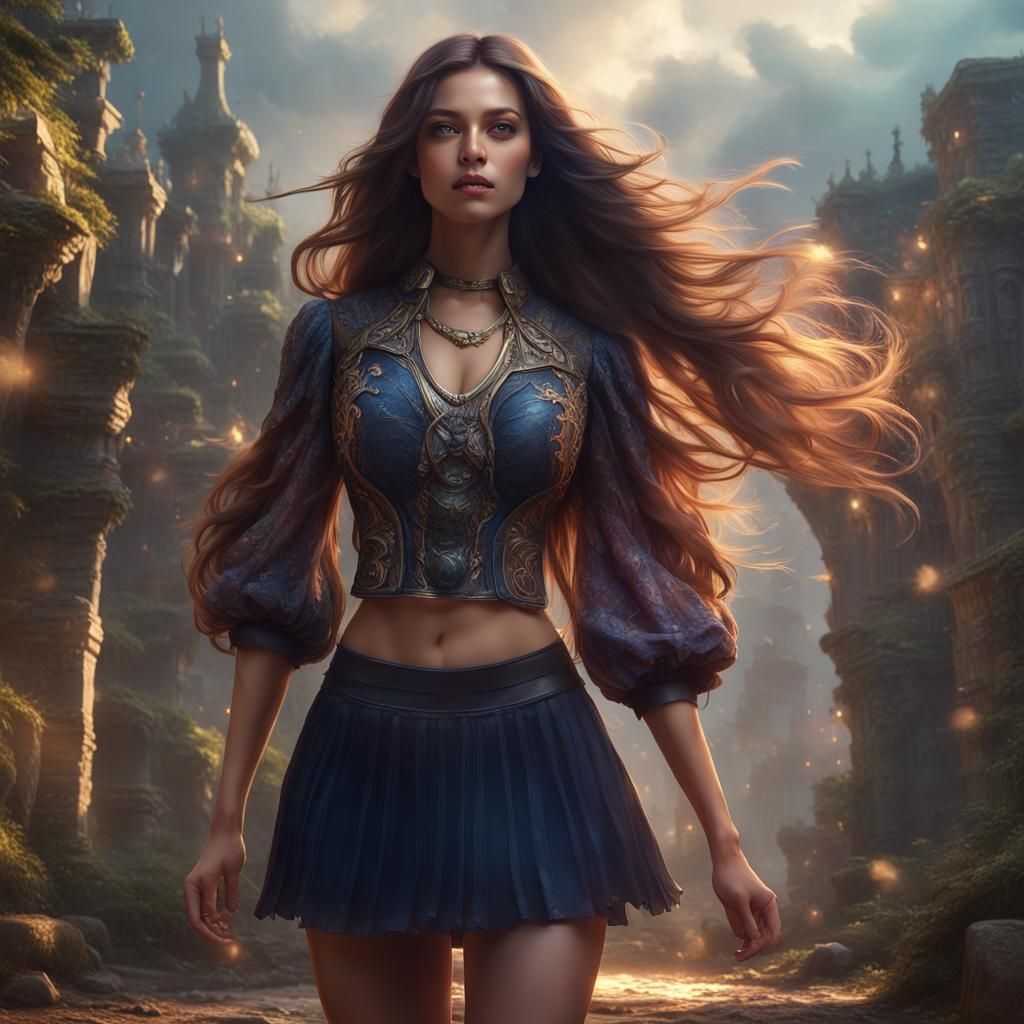 Fantasy Art: Young Woman with Flowing Hair