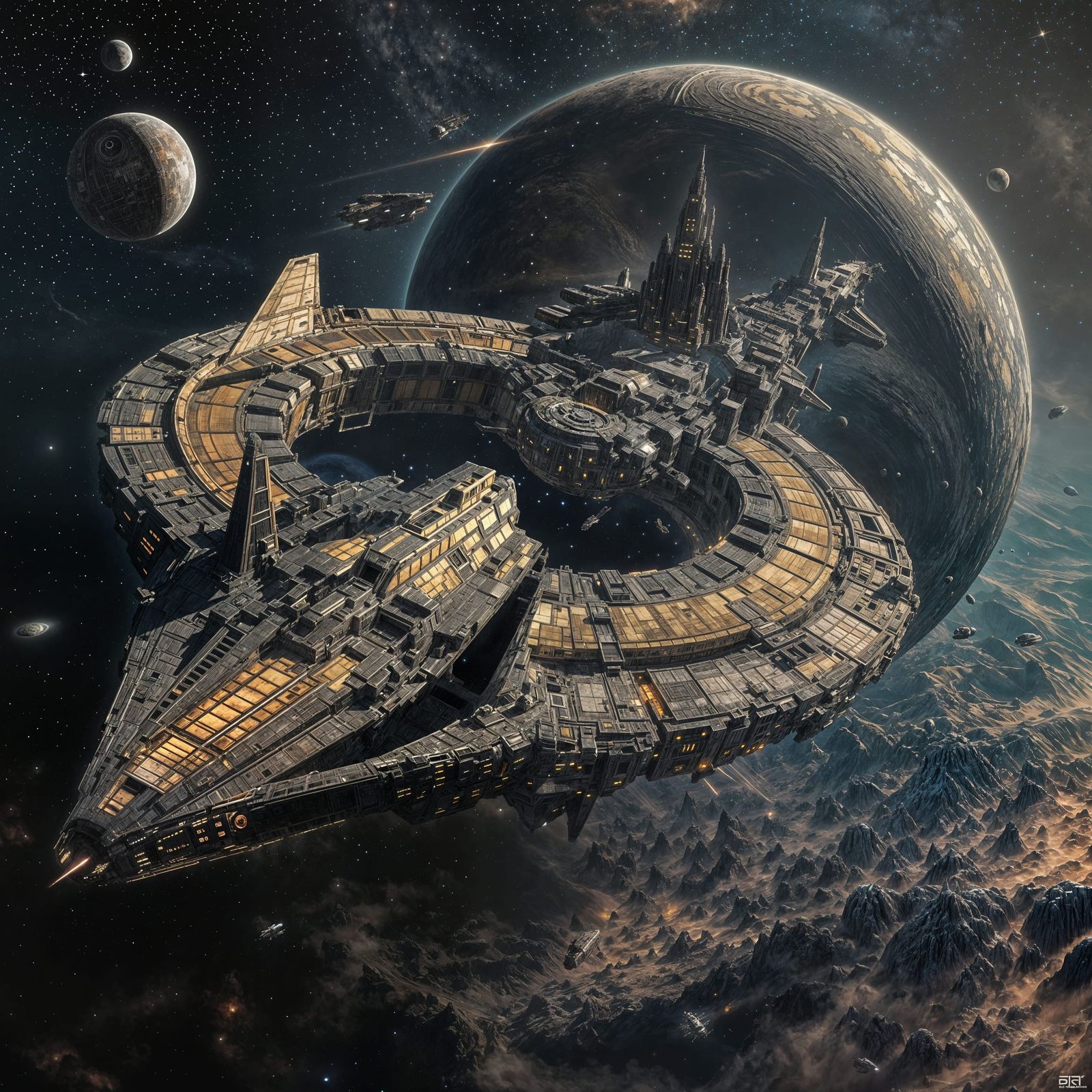 Colossal Space Station Drifting in the Void