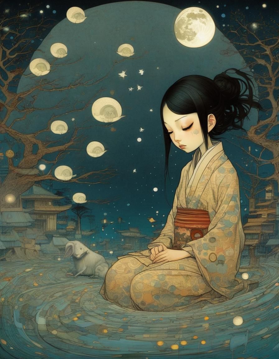 Stylized Moon Dreamscape Illustration