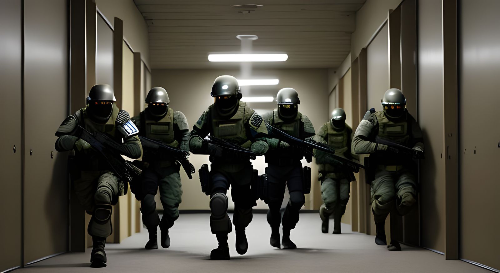 Armored Special Forces Explore the Backrooms