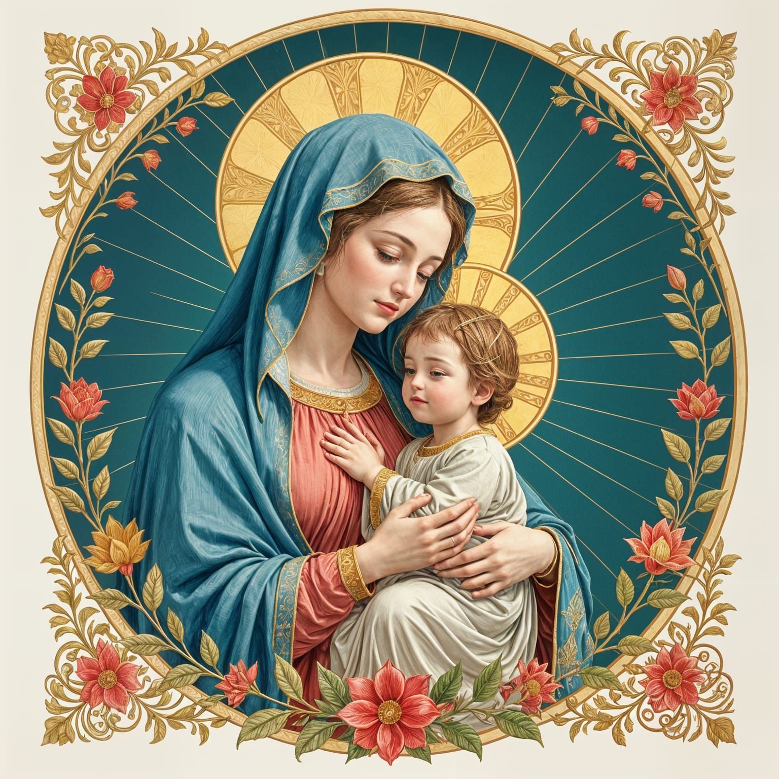 Madonna and Child Bas-Relief in Ethereal Light