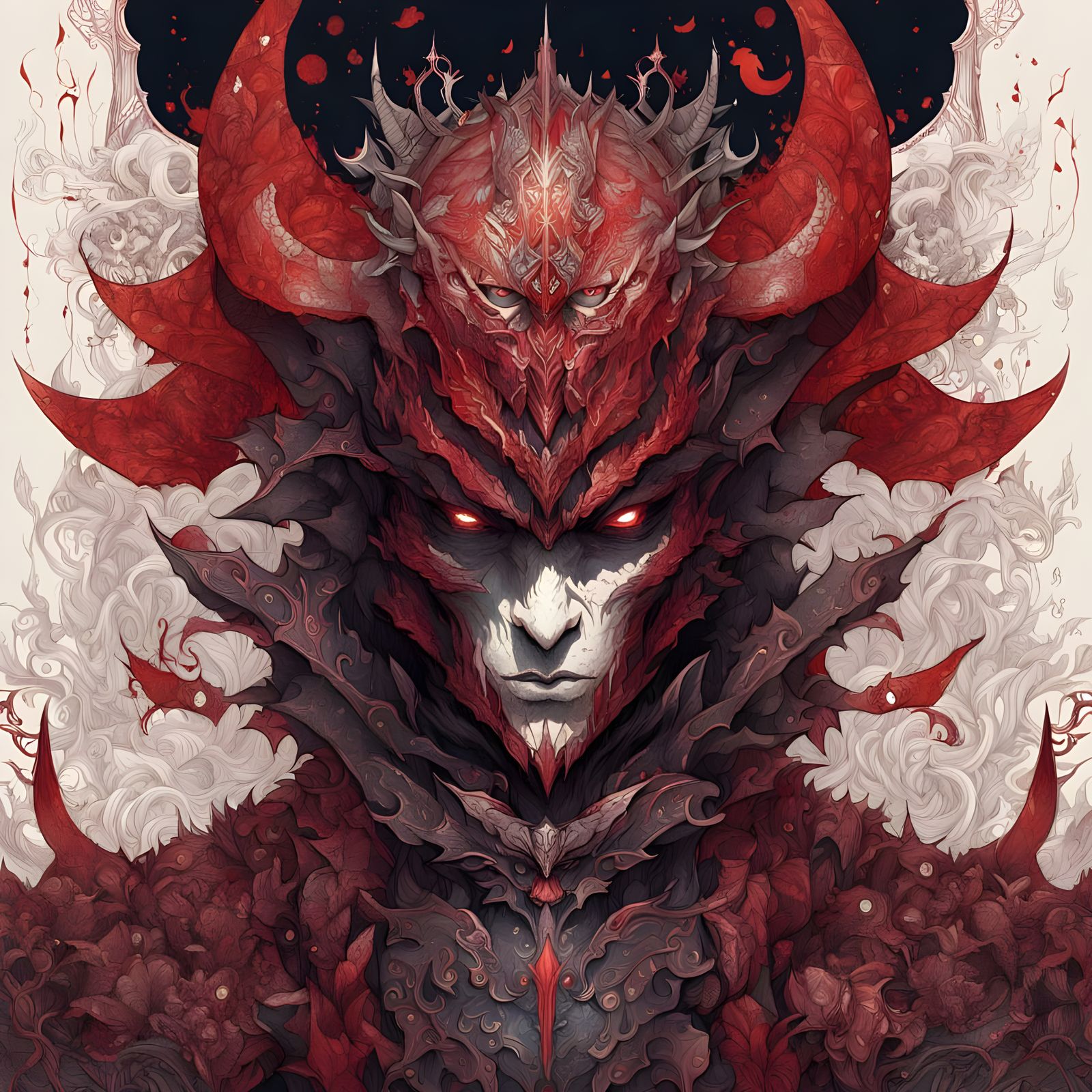 Demonic Knight in Bloodscale Armor: Digital Painting