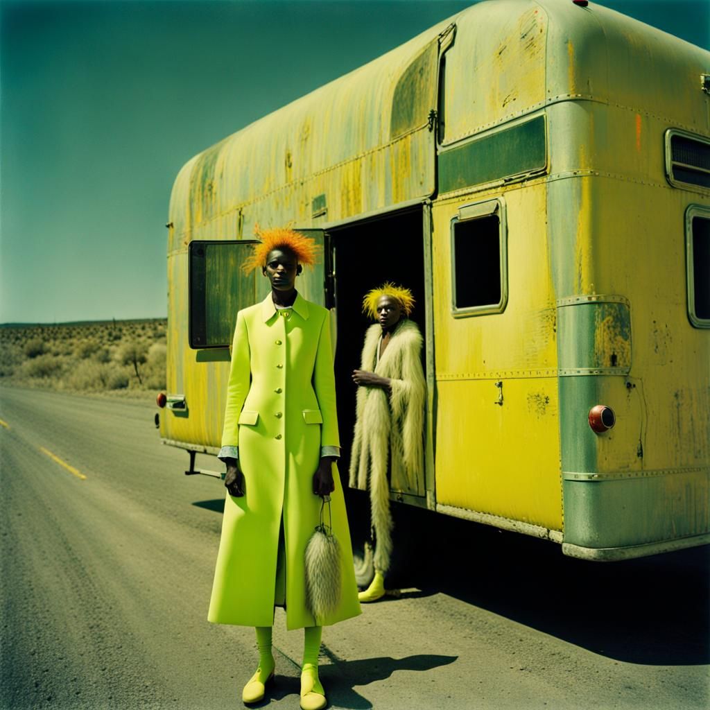 Nomads on Highway: Surreal Digital Art