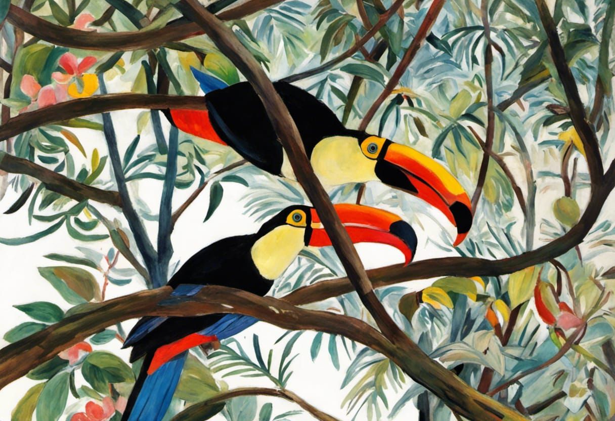 Toucans in a Candyland Wonderland, Oil Painting