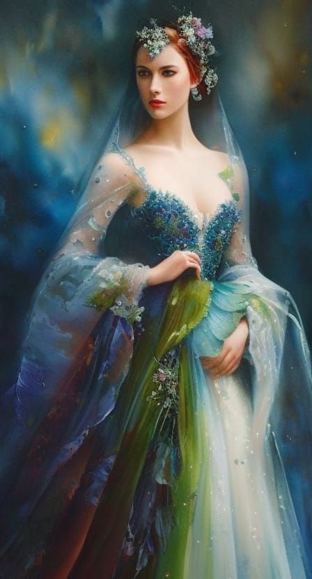 Vibrant Fantasy Scene in Watercolor Style