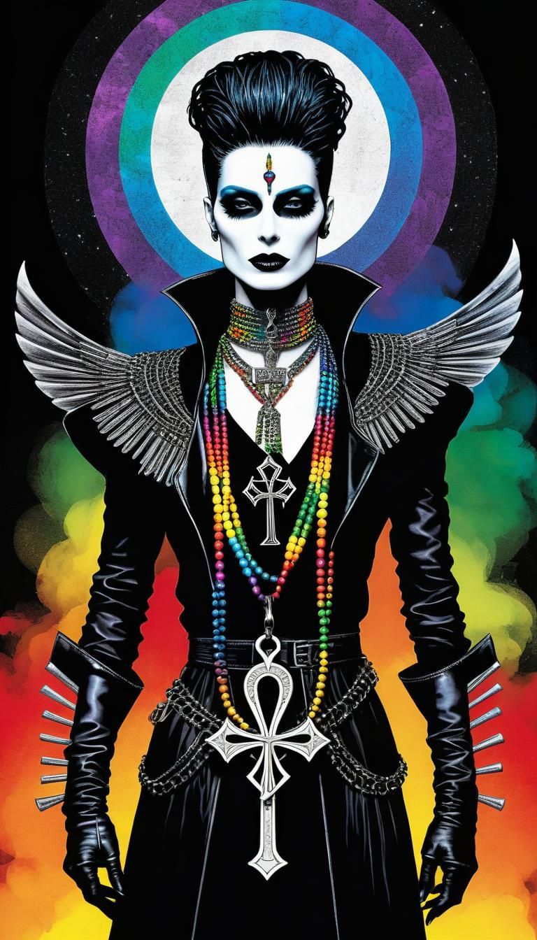 Gothic Death with Ankh Necklace: Dreamlike Digital Art