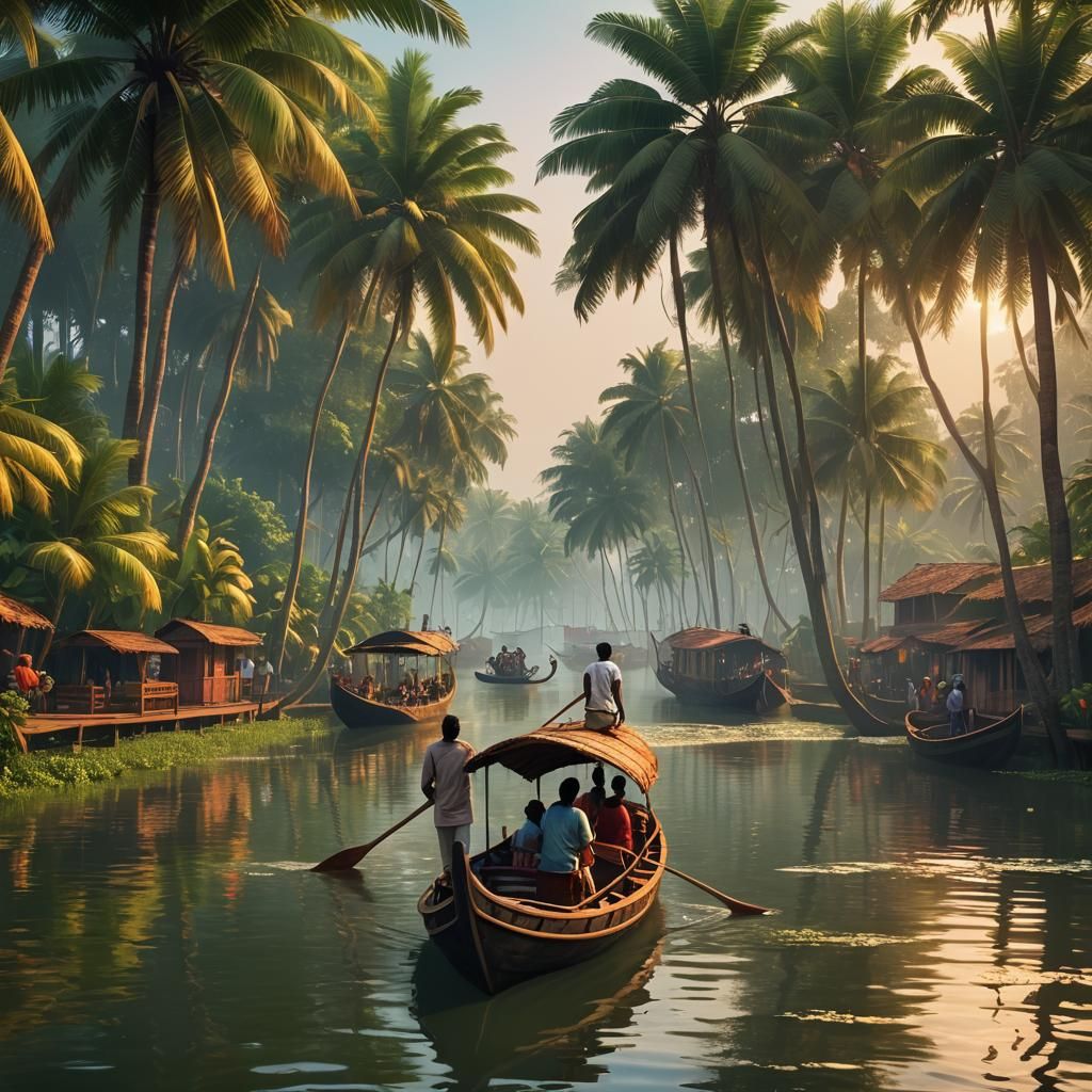 Kerala Backwater Boat Sports Festival in 3D Digital Art