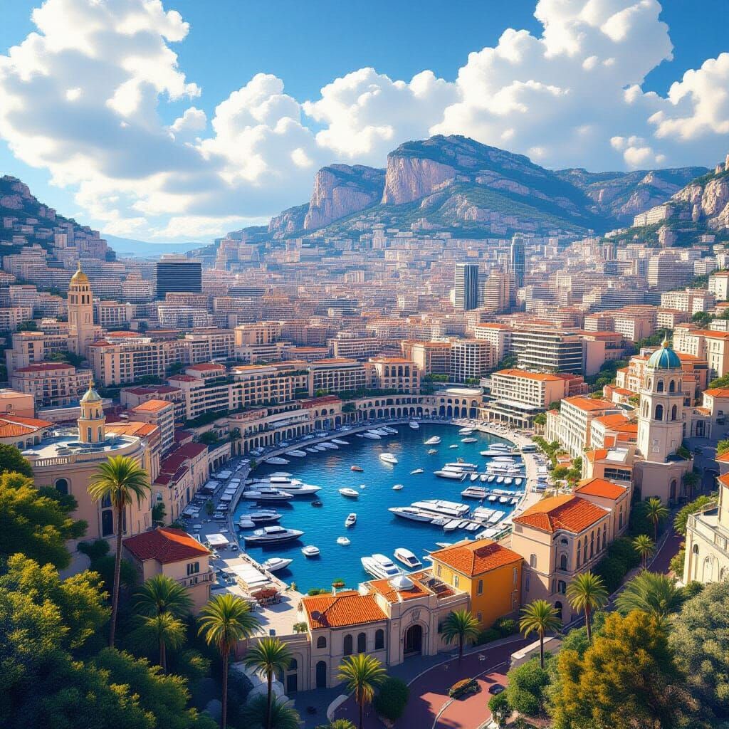Monaco Vista Splash Screen in Fantasy Concept Art Style