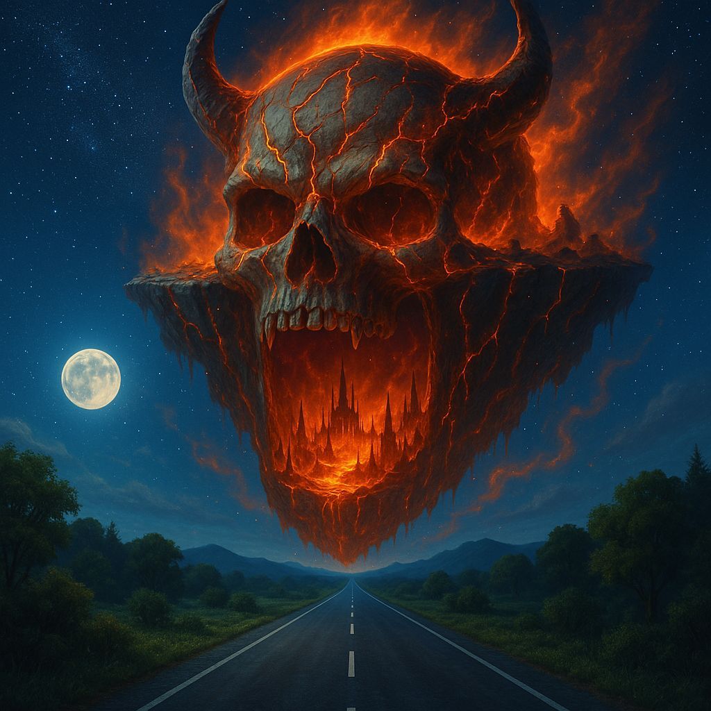 Skull Fortress Island Portal to Hell Digital Painting