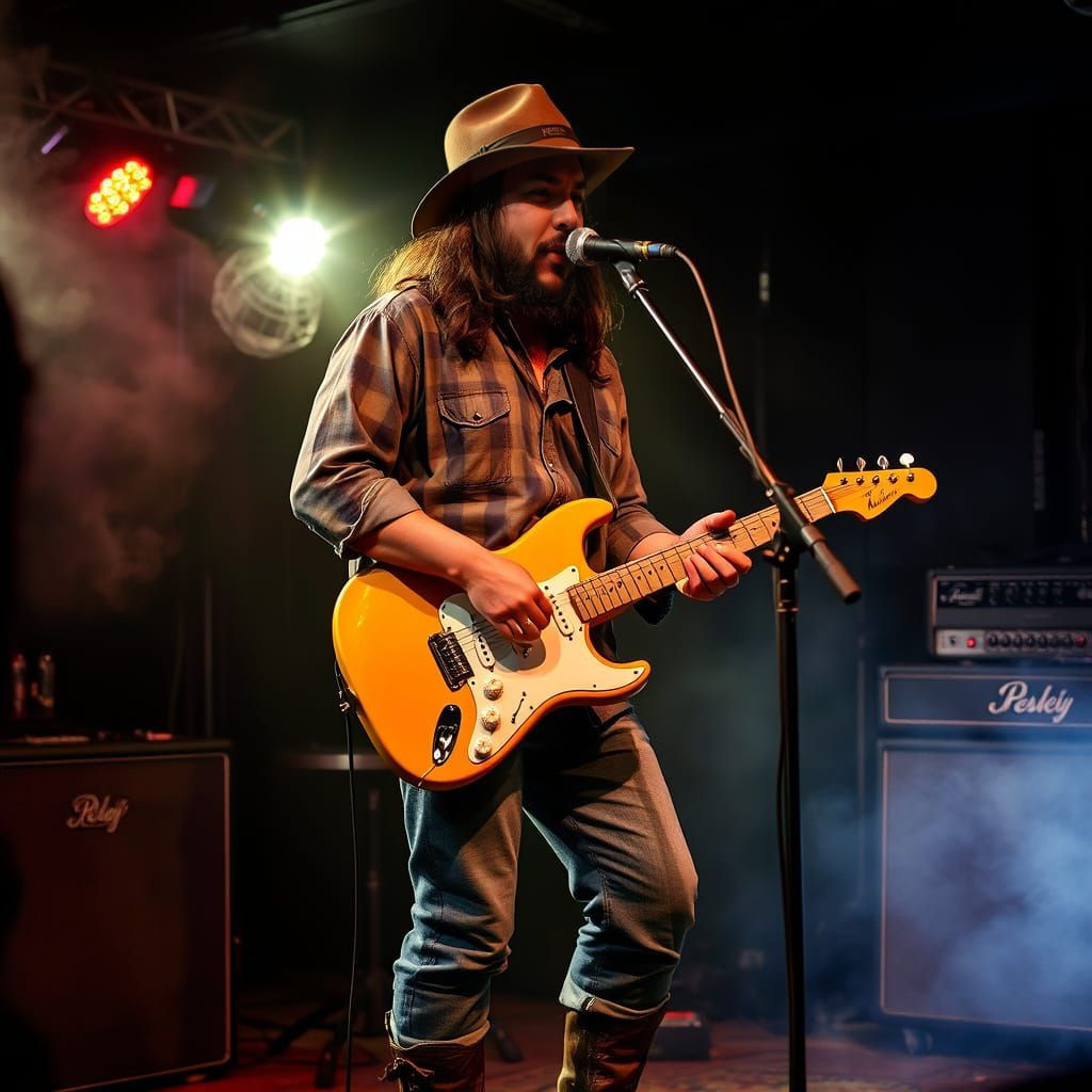 Soulful Blues Musician Performs Live on Stage