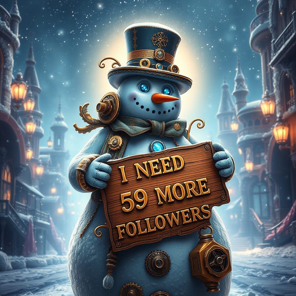 Steampunk Frosty Snowman in Victorian-Era Metropolis